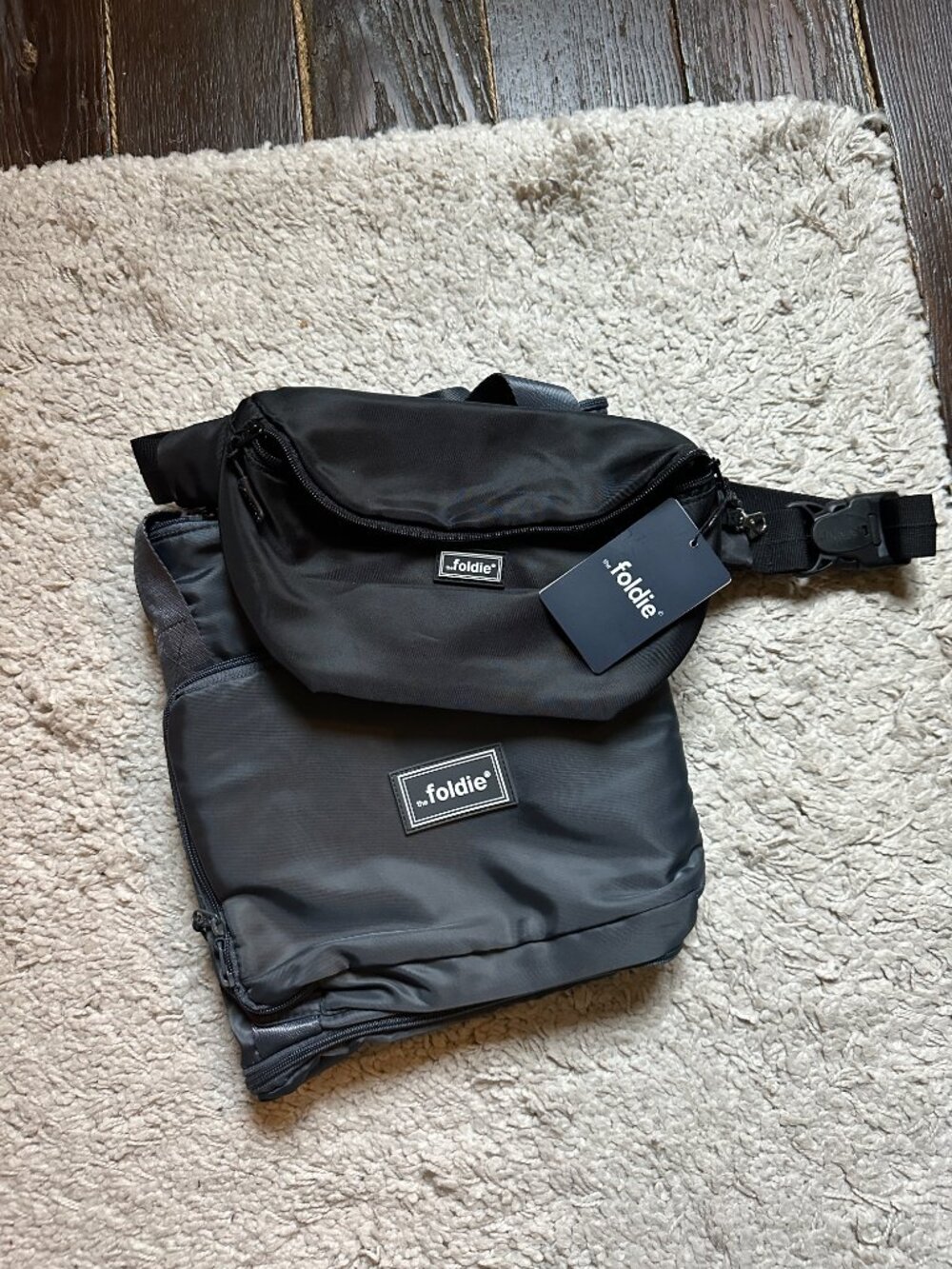 Foldie Travel Bag + Crossbody Set – Gray & Black